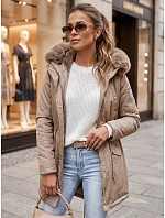 Dámská zimní bunda parka GODDESS béžová FashionStreet TY3868 Dámská zimní bunda parka GODDESS béžová FashionStreet TY3868