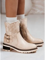 Dámské kozačky s ovčí kůží béžové FashionStreet ZY1249 Dámské kozačky s ovčí kůží béžové FashionStreet ZY1249