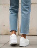 Bílé dámské tenisky na silné podrážce z imitace kůže FashionStreet ZY1421