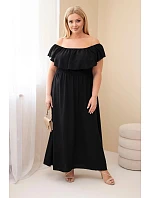 Dámské šaty Plus Size s volánkem a elastickým pasem černá Dámské šaty Plus Size s volánkem a elastickým pasem černá