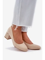 Ekologické Semišové Lodičky Na Podpatku Béžové Veniffia
