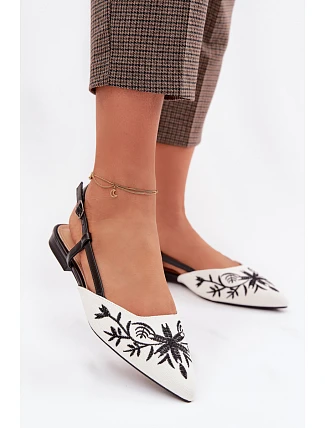 Dámské sandály s výšivkou na ploché Černé Grelia