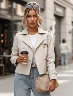 Dámský krátký elegantní kabát klasického střihu světle béžový FashionStreet NY0772