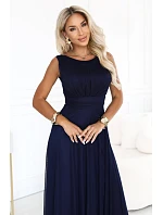 678-4 ELIRA dlouhé tylové maxi šaty s kulatým výstřihem – tmavě modré 678-4 ELIRA dlouhé tylové maxi šaty s kulatým výstřihem – tmavě modré