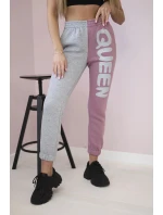 Dámské tepláky s nápisem QUEEN tmavě růžová Dámské tepláky s nápisem QUEEN tmavě růžová