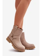 Dámské Kožené Botky Na Plochém Podpatku Béžové Lewski 3610 Dámské Kožené Botky Na Plochém Podpatku Béžové Lewski 3610