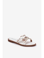 Zdobené Ploché Pantofle Dámské Bílé Adivrae