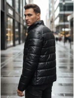 Pánská zateplená kožená bunda černá FashionStreet TX5115 Pánská zateplená kožená bunda černá FashionStreet TX5115