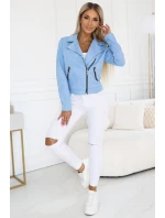 481-3 Semišová RAMONESKA s dlouhými rukávy a zipy - MODRÁ