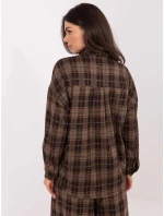 Hnědá dámská flanelová károvaná košile (21638)