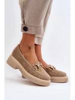 Zazoo 3429 Semišové Dámské Mokasíny S Ozdobou Beige