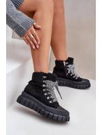 Dámské Zateplené Botky Trapery Na Platformě Černé Alcyhen