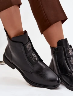 Dámské zimní kotníkové boty na nízkém podpatku s ozdobami Černé Tavressa