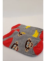 Dětské šedé kotníkové ponožky s opičkami a banány