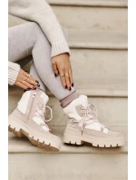 Kotníkové boty s beránkovým kožíškem béžové Merilana