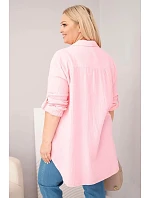 Bavlněná mušelínová košile Plus Size 65622 baby růžová - Kesi Bavlněná mušelínová košile Plus Size 65622 baby růžová - Kesi