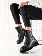 Výborné kotníčkové boty černé dámské na plochém podpatku Výborné kotníčkové boty černé dámské na plochém podpatku