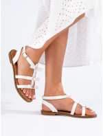 Jedinečné  sandály bílé dámské bez podpatku