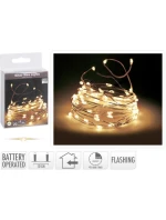 DRÁTĚNÉ SVĚTLO GIRLANDA NA BATERIE 100 VEDL TEPLÁ BÍLÁ BLESK