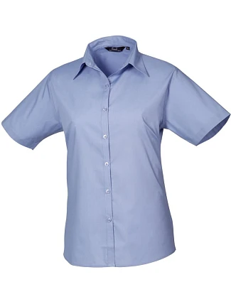 Premier PR 302 Popelínová halenka s krátkým rukávem 39.0302 mid blue