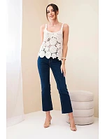 Dámská viskózová halenka bez rukávů s výstřihem do V džínová