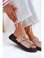 Dámské Sametové Sandały S Dekorativními Přezkami Big Star RR274659 Světle Růžové