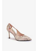 Lodičky Vinceza s výřezy a zlatým sponou 62288 s hadím vzorem