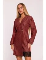 M871 Zavinovací šaty z tvídu - bordó M871 Zavinovací šaty z tvídu - bordó