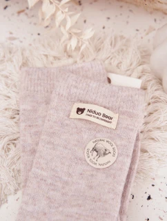 Dámské teplé vlněné ponožky s nášivkou – béžové