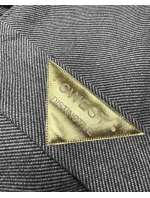 Černý pruhovaný dlouhý dámský kabát s páskem S'West (B8542-1)