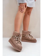 Semišové Sněhule Dámské S Hlavními Šňůrkami D.Franklin DFSH375003 Taupe