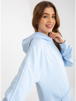 Světle modré mikinové basic šaty s kapucí