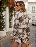 Dámský komplet s tričkem a šortkami Polský výrobek hnědý FashionStreet AY1180