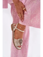 Dámské Sandály Na Plochém Podpatku S Ozdobou S.Barski KV51-098 Zlaté