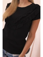 Dámská bavlněná blůza s výstřihem do V a potiskem bílá