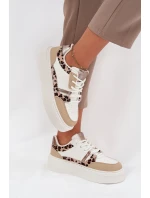 Dámské Tenisky Na Platformě Big Star SS274357 Leopardí Bílá-Bežová