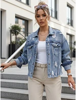 Dámská džínová bunda s odřenou modrou FashionStreet TY5688 Dámská džínová bunda s odřenou modrou FashionStreet TY5688