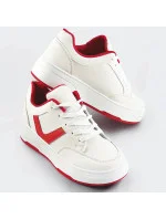 Bílo-červené dámské sportovní šněrovací boty (S070) Bílo-červené dámské sportovní šněrovací boty (S070)