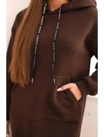 Dámská bavlněná šaty s kapucí zateplená hnědá