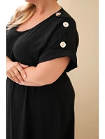 Dámské šaty Plus Size s řaseným pasem černá Dámské šaty Plus Size s řaseným pasem černá