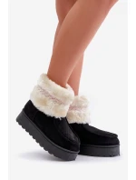 Dámské Sněhule Na Platformě S Kožíškem A Vzorem Černé Deepanti