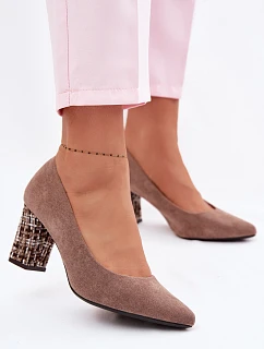 Lodičky z eko semiše Sergio Leone PB414 světle hnědé s ozdobným sloupkem