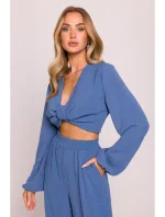 M861 Crop top s vázáním vpředu - džíny