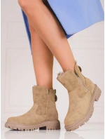 Pohodlné kotníčkové boty hnědé dámské na plochém podpatku Pohodlné kotníčkové boty hnědé dámské na plochém podpatku