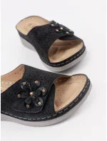 Originální černé  nazouváky dámské na plochém podpatku