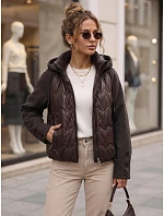 Dámská prošívaná bunda s odnímatelnou kapucí, hnědá, FashionStreet TY5935