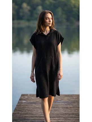 dámské vaflové pončo Saimaa s kapucí Black Beauty dámské vaflové pončo Saimaa s kapucí Black Beauty