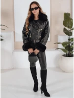 Dámská kožená bunda s kožešinou černá FashionStreet TY5209