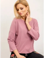 Volná dámská halenka ve špinavě růžové barvě se zavazováním na spodním okraji (4691)