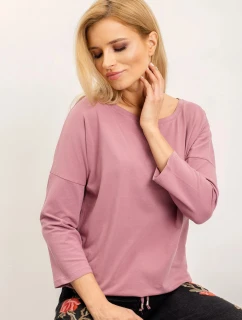 Volná dámská halenka ve špinavě růžové barvě se zavazováním na spodním okraji (4691)